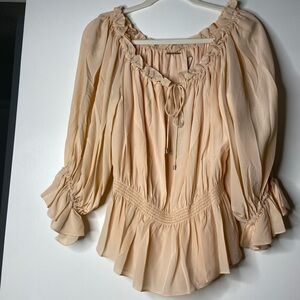 ELIE TAHARI NWT Silk Puff Sleeve Blouse Small